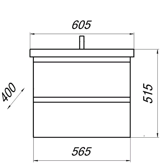 Модерн 60 DB2 Тумба белый/дуб Бардолино +умывальник (рак.Фостер 60), ЯМЕБЕЛЬ (подвесная)