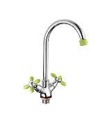 A4582K Смеситель для кухни ACCOONA высокий с гайкой хром/зеленый (10)