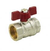 Кран шар.(вода) «STANDARD» (бабочка красная) НИКЕЛЬ 1/2