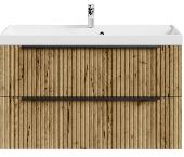 Дольче 100 тумба подвес Дуб Тортуга 2ящ,ручки черные мат+умыв.Classic(Астория) 100, VOD-OK