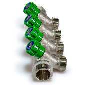 TIM Коллектор с вентилями НИКЕЛЬ 135° ЕК 3/4