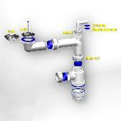 Сифон мини 1 1/2х40 телескопический с нержавеющим выпуском 63 мм и отводом (С.Н. 6121-00-01)