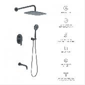 Душевой комплект VENTAS 3O с внутренней частью, ручной, верхний душ, излив, черный матовый, BERGES