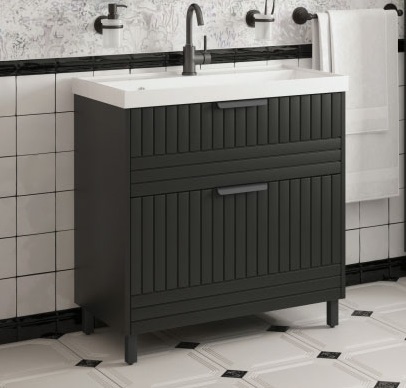 Терра 60 тумба напольная Люкс матовый графит + раковина Como 60, COROZO