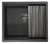 Мойка кухонная KS-6045U ЧЕРНАЯ МАТОВАЯ Kitchen Space(ролл-мат,дозатор,мет.сифон)универс.монт,GRANULA