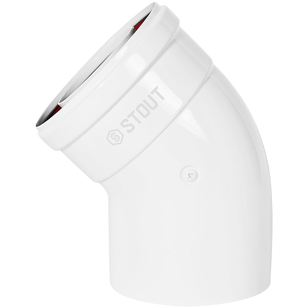 Коакс.отвод Ø60/100 - 45° п/м STOUT (SCR-6010-000045)