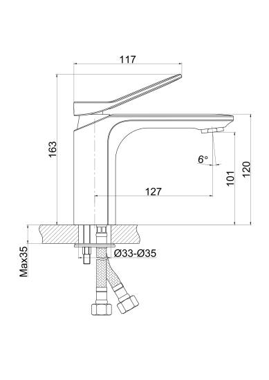 Смеситель Cersanit для раковины ODRA однорычажный клик клак 63050