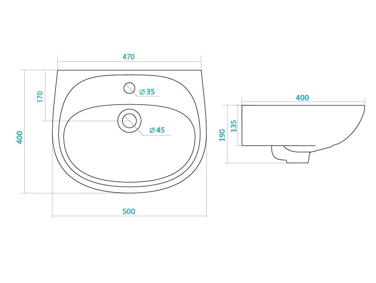 Анимо-50 Умывальник с отверст. SANTEK  (1.WH11.0.496)
