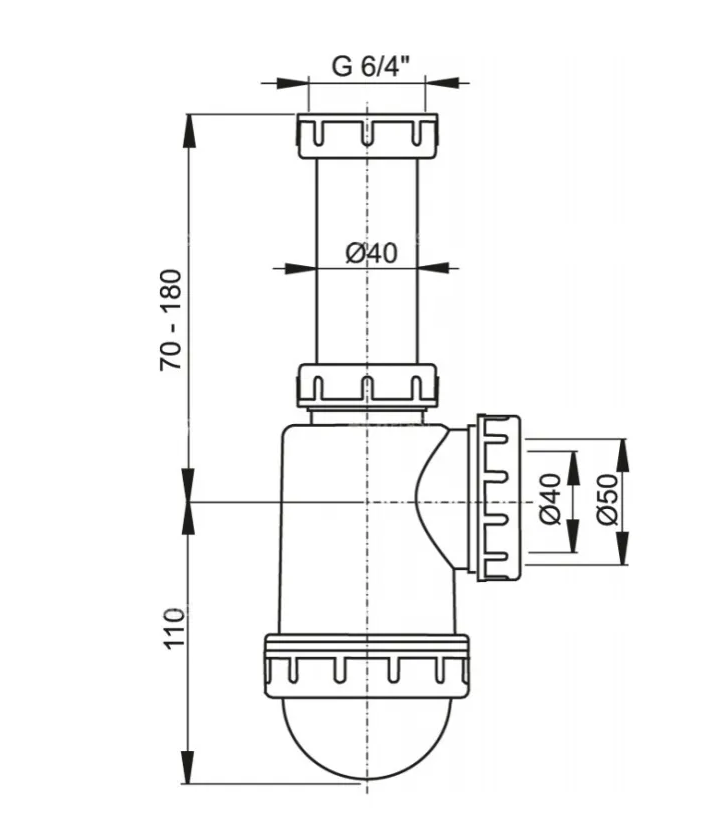 Сифон для мойки с накидной гайкой 6/4