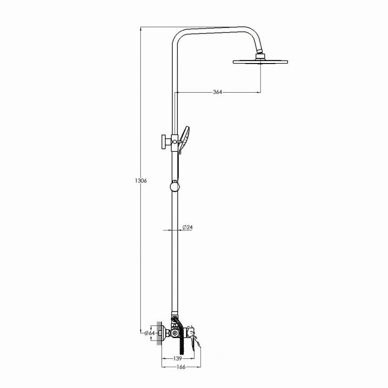 Смеситель для ванны с душем G-lauf GOB16-A134 (D35 с душевой системой)