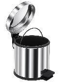 Ведро-контейнер для мусора с педалью 5л, микролифт, хром 121006, BERGES