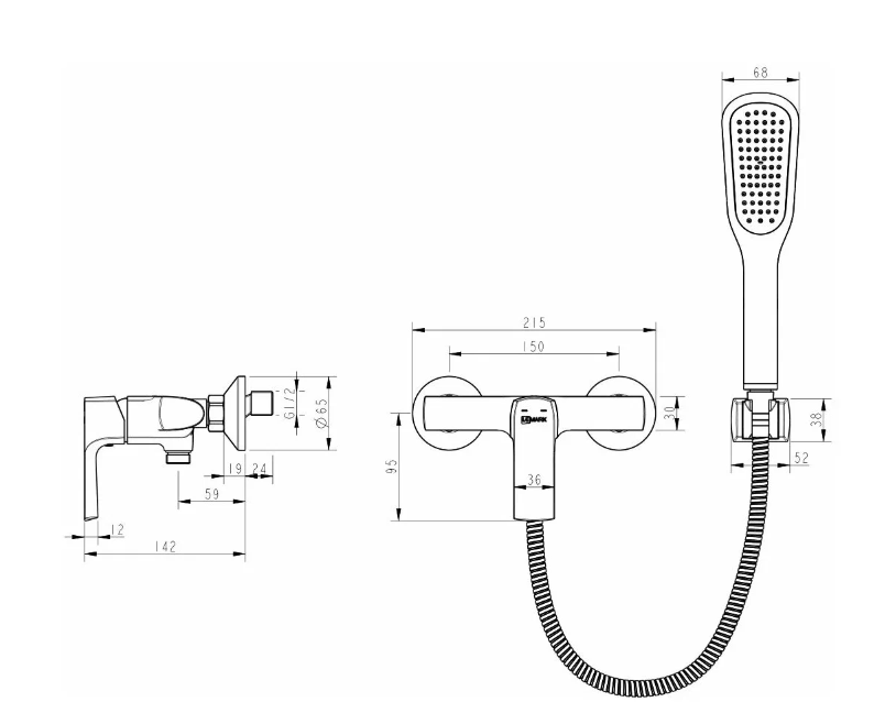 Смес. для душа LEMARK URSUS ЧЕРНЫЙ (LM7203BL)