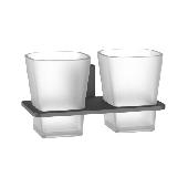 A12504AT Держатель с 2-мя стаканами ACCOONA стекло/латунь Цвет: графит (24)