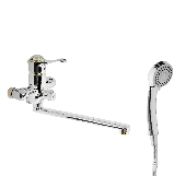 A7115 Смеситель для ванны ACCOONA с длин, пов.изливом 300мм диверт.в корпусе латунь/хром+ зол.(10)