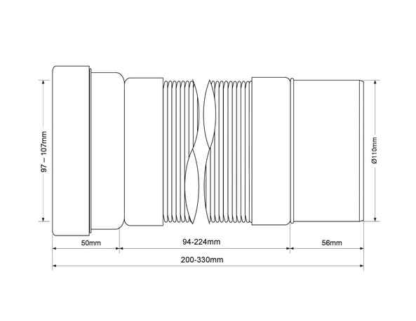 Гофра для унитаза 200мм  McALPINE (WC-F20R/MRWC-F20R)