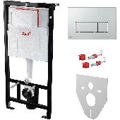 Set инсталляции с хром кнопкой + звукоиз.прокладка AM101/1120-4:1 RU M571-0001, ALCAPLAST