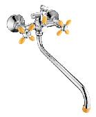 A7182H Смеситель для ванны ACCOONA с поворот изливом 300мм дивертор в корпусе цинк/хром/желтый (10)