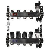 Коллекторная группа 1* на 4 вых. нерж.квадрат TIM KBS5004 c кранами и воздух.