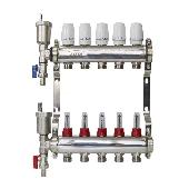 Коллектор из нерж. стали с расходомерами, воздухоотводчик и слив.кран 5 выходов ZOTA