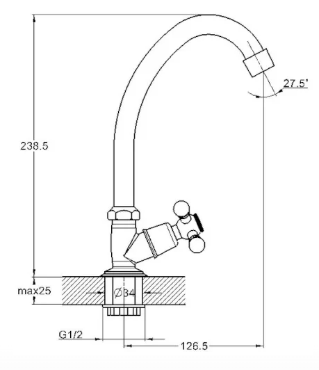 Смеситель для кухни (мойки) G-lauf JMX14-A605 (моно 1/2; керамика на гайке)
