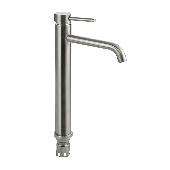 9143 MAGNUS Смеситель на раковину ВЫСОКИЙ литой корпус матовый изогнутый излив нерж.