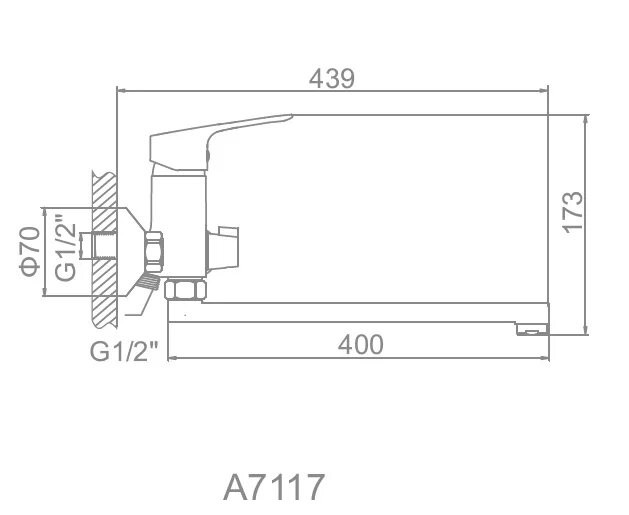 A71127 Смеситель для ванны ACCOONA с длинным изливом хром