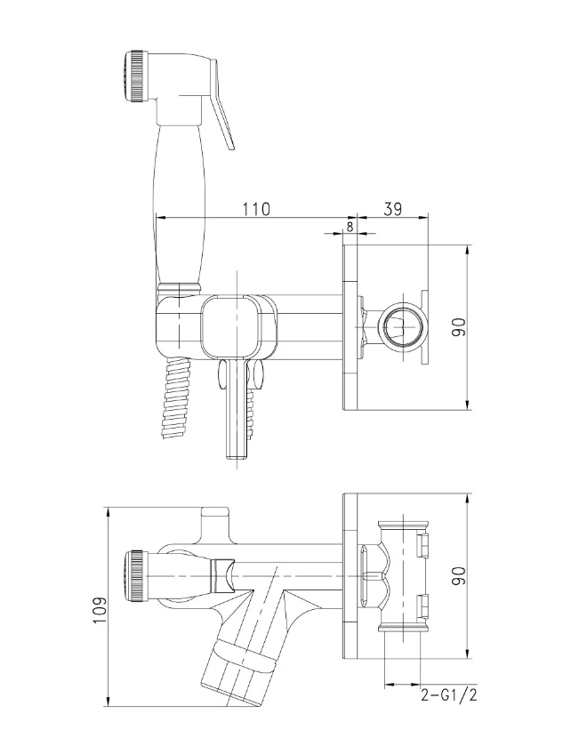 Смес. с гиг.душем встраиваемый LEMARK SOLO бронза (LM7165B)