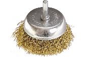 Щетка для дрели 50мм, чашка со шпилькой, латунированная витая проволока Matrix