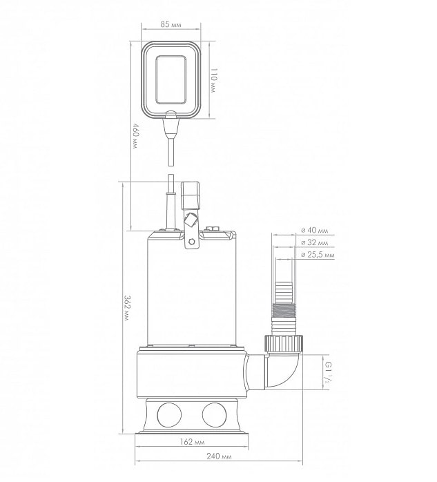 Насос ДЖИЛЕКС ФЕКАЛЬНЫЙ 200/7 Н 5305 произв-ть 12,0 м³/ч, макс. напор 7 м,мощность 450Вт