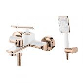 A63123GR Смеситель для ванны ACCOONA с коротким изливом Цвет: белый+розовое золото (8)