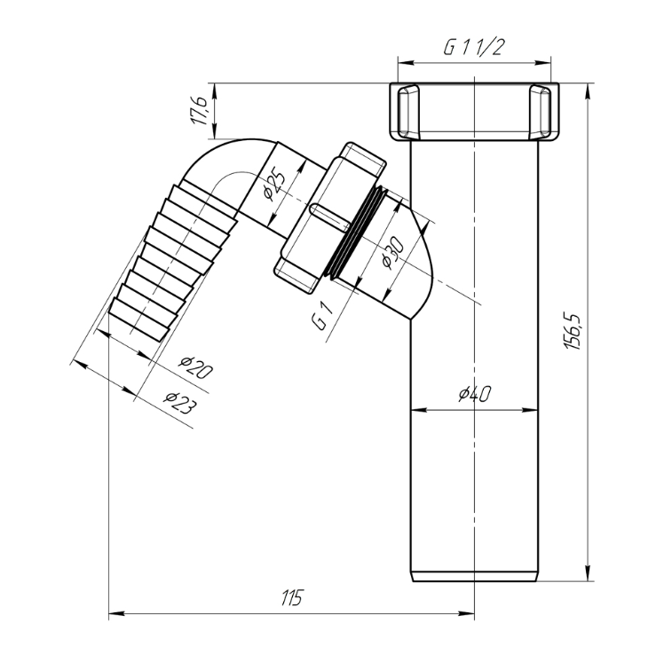 Отвод стиральной машины 1 1/2