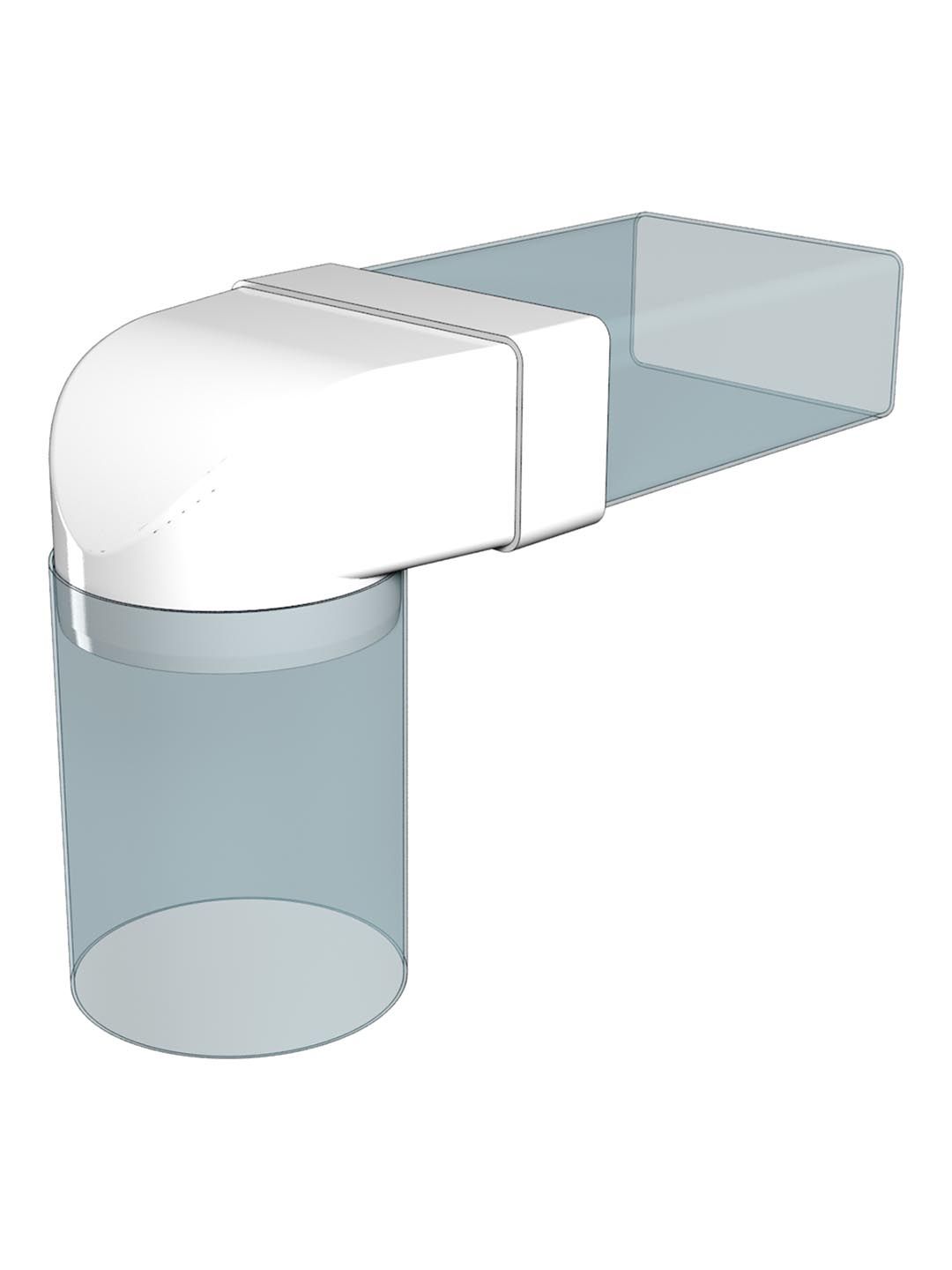 Соединитель угловой  плоского воздуховода с круглым пластик 90° 60х120/D100 ERA 612СК10КП