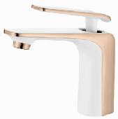 A90123GR Смеситель для умывальника с гайкой латунь 35мм БЕЛЫЙ+РОЗОВОЕ ЗОЛОТО