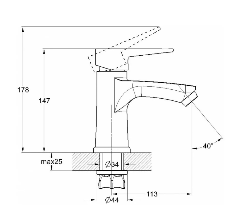 Смеситель для раковины (умывальника) G-lauf NUD1-A045  D35 на лат. гайке