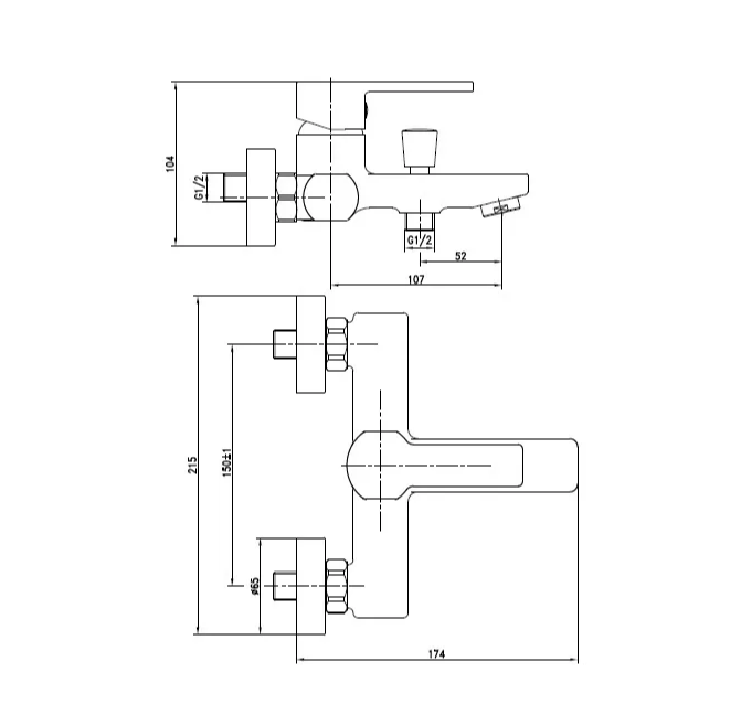 Смеситель Cersanit для ванны SMART однорычажный (без душевого гарнитура) 63048