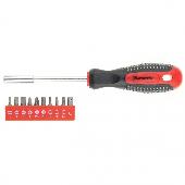 Отвертка с набором бит 11шт Fusion CrV, 3-х компонентная рукоятка Matrix