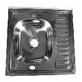 FABIA Мойка накладная 60х60 лев (0,6 мм)глубина 160 мм+ большой сифон с переливом 62273L