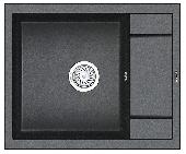 Мойка кухонная кварц GR-6002 ШВАРЦ Granula (мет. сифон), GRANULA