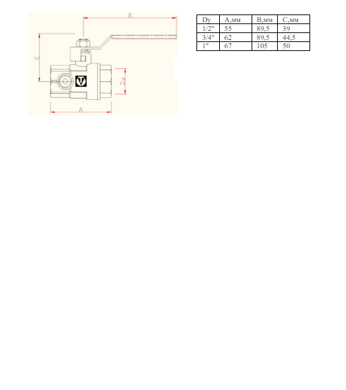 VT245 Кран шар.(вода) 3/4