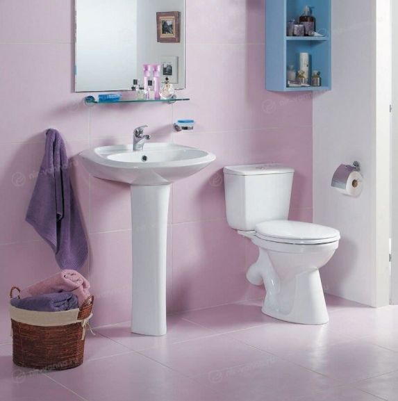 Унитаз-компакт БРИЗ (косой вып, нижн. подв, 2-кн. арм, сид.дюропласт) 1WH302138, Сантек