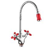 A4882N Смеситель для кухни ACCOONA с гибким изливом и гайкой хром/красный (10)