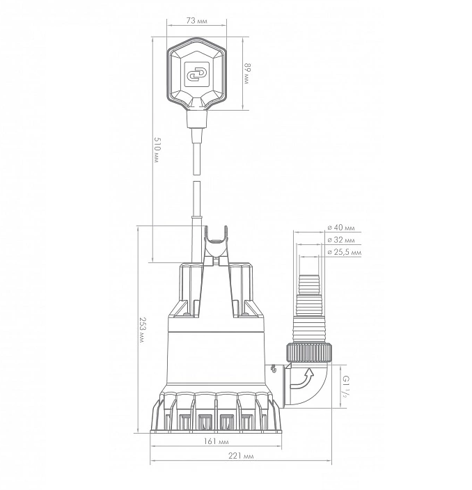 Насос ДЖИЛЕКС ДРЕНАЖНИК 85/6 5153 произв-ть 5 м³/ч, макс. напор 6 м,мощность 165Вт серия 