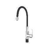 A9890F Смеситель для кухни ACCOONA с силиконовым изливом Цвет: черный+хром   (10)