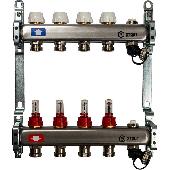 Коллектор из нерж. стали с расх. с клапаном вып. воздуха и слив 4 вых. STOUT SMS-0927-000004
