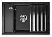 Мойка кухонная KS-7305 ЧЕРНАЯ Kitchen Space (ролл-мат,дозатор, мет. сифон), GRANULA