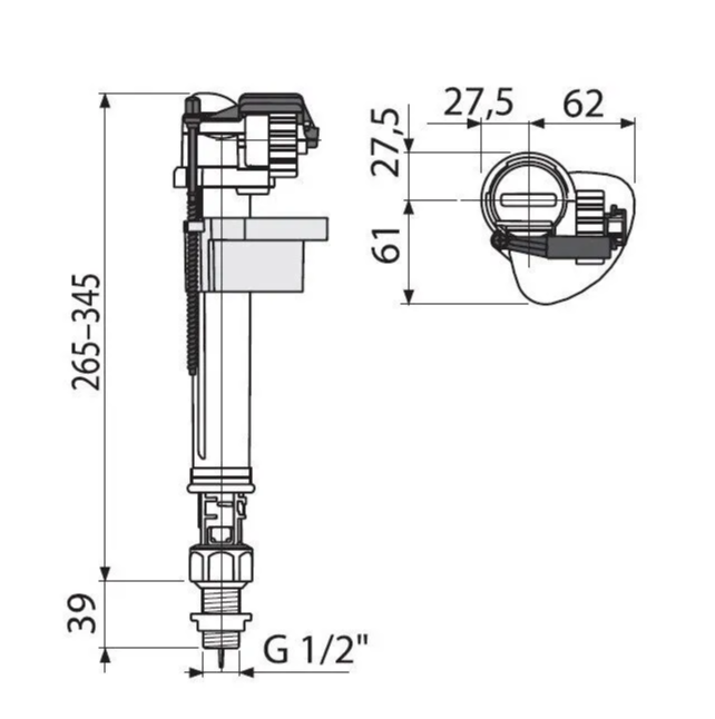 Заливной клапан АLCAPLAST 1/2