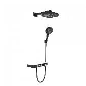 Душевой комплект MORANS ручной, верхний душ, термостат, черный матовый, BERGES