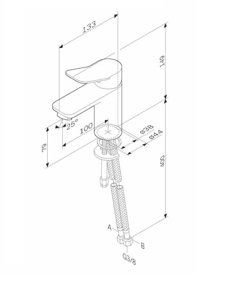 Смеситель для умывальника излив 100мм ЧЕРНЫЙ AM.PM X-Joy F85A02122