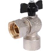 Кран шар.(вода) с накидной гайкой угловой, ВР 3/4х3/4 ручка-бабочка 