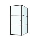 ОБРАЗЕЦ С ВЫСТАВКИ!! Душ. уголок DARK 900х900х1950 прозрачное стекло, профиль черный, левый, BERGES*